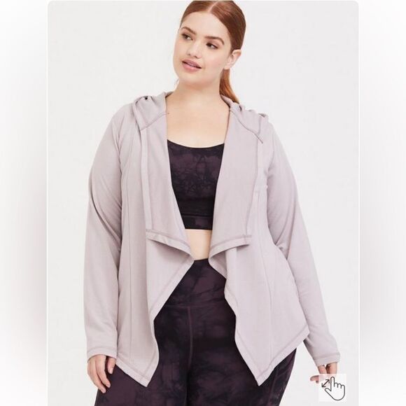 Torrid Hooded Cardigan Drape Sweater active top EUC lilac purple 5X plus size - Picture 15 of 15